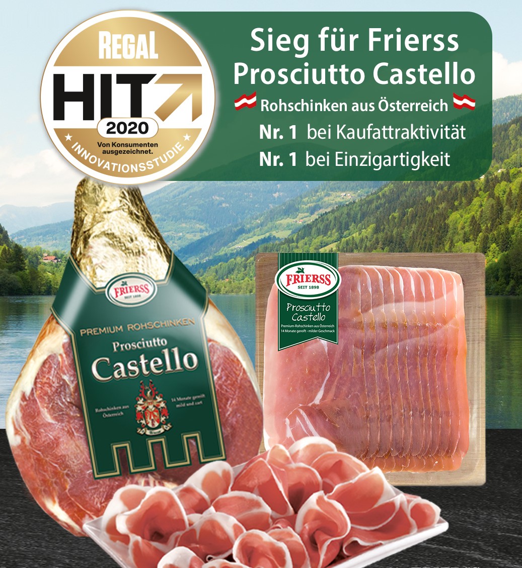 Frierss Prosciutto Castello ist Sieger der aktuellen market-Innovationsstudie: Nr. 1 bei Einzigartigkeit und Kaufattraktivität